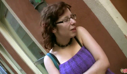 Nerdy teen uses her huge tits to pleasure a shaft