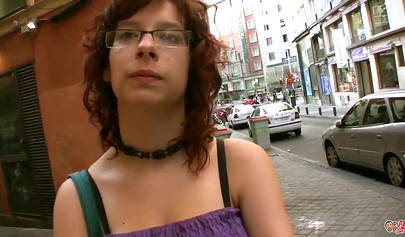 Nerdy teen uses her huge tits to pleasure a shaft