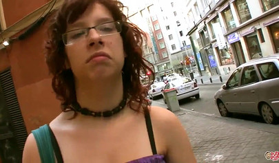 Nerdy teen uses her huge tits to pleasure a shaft