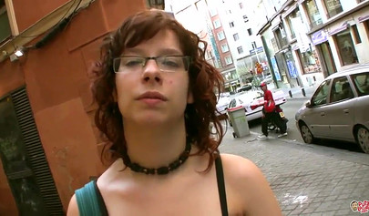 Nerdy teen uses her huge tits to pleasure a shaft