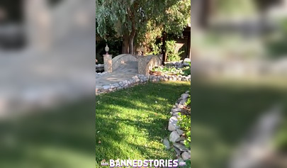 Petite stepsister Mackenzie Moss flashing her pussy outdoors