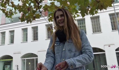 Inked-up German girl gets picked up and pussy fucked hardcore