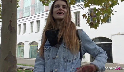 Inked-up German girl gets picked up and pussy fucked hardcore