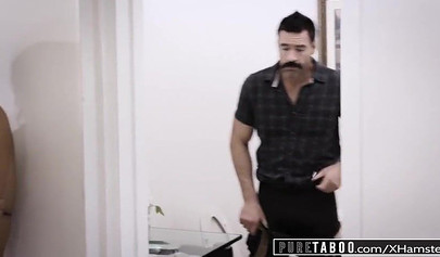 Kinky uncle Charles Dera fucking a young brunette's tight pussy