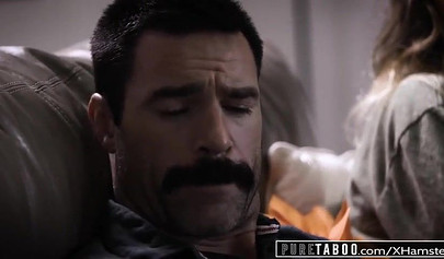 Kinky uncle Charles Dera fucking a young brunette's tight pussy