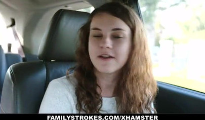 Horny Teen Ellie Eilish Milking Stepdaddy's Cock In The Car