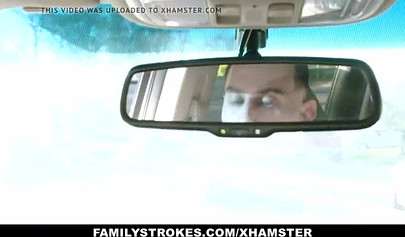 Horny Teen Ellie Eilish Milking Stepdaddy's Cock In The Car