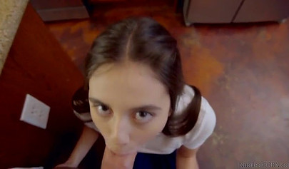 Naughty Brunette Schoolgirl Got A Spanking Before She Got Pounded