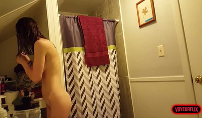 Busty Amateur Teen Stripping In The Bathroom On Hidden Camera