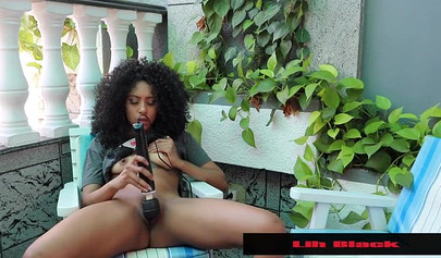 Young Ebony Girl Anyke masturbating with Vibrator