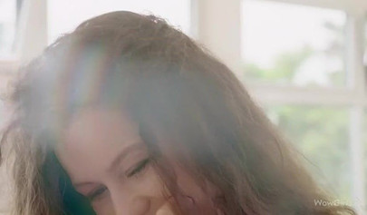 Little teen with small tits strips her panties off and poses nude