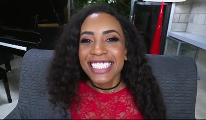 Glamorous black teen Demi Sutra humps a white dick at the casting