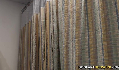 Two teen sluts suck and fuck BBCs at a gloryhole