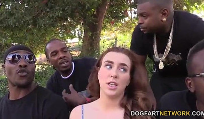 White amateur teen with big tits gets analized in a gangbang