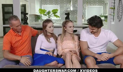 Two perverts swap their teenage daughters in a foursome