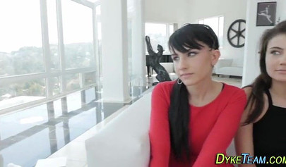 Busty MILF having a lesbian orgy with a bunch of innocent teens