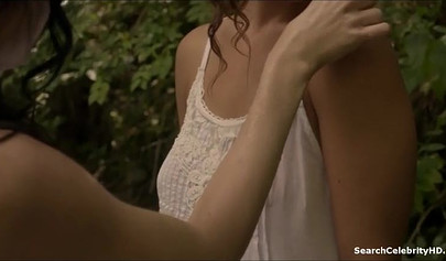 Amateur teens with big tits strip in nature and get wet