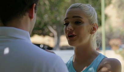 Blonde teen slut with a ponytail getting destroyed by a pervert