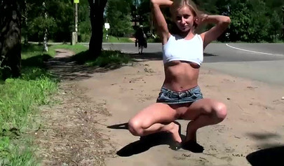 Shameless teens flash their pussies and boobs in public