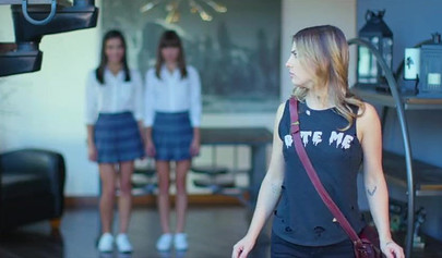 Horny lesbian teens eating each other's pussies in nature