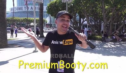 PornHub reporter gives a young babe cash to show her tits