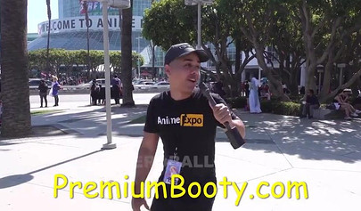 PornHub reporter gives a young babe cash to show her tits