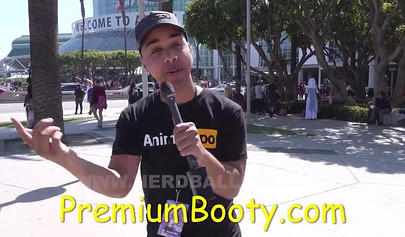 PornHub reporter gives a young babe cash to show her tits