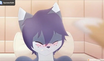 Cartoon cat taking a rock hard dick from behind