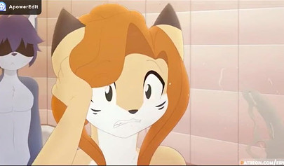 Cartoon cat taking a rock hard dick from behind