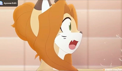 Cartoon cat taking a rock hard dick from behind