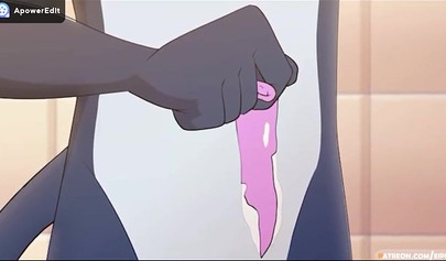 Cartoon cat taking a rock hard dick from behind