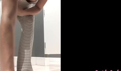 Hot college babe Candy Camille touches herself while changing in the dressing room