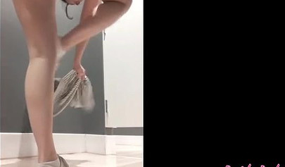 Hot college babe Candy Camille touches herself while changing in the dressing room