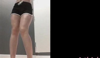 Hot college babe Candy Camille touches herself while changing in the dressing room