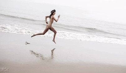 Beautiful teen model Kendall Jenner posing butt naked in nature