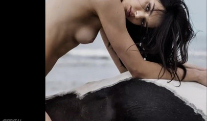 Beautiful teen model Kendall Jenner posing butt naked in nature