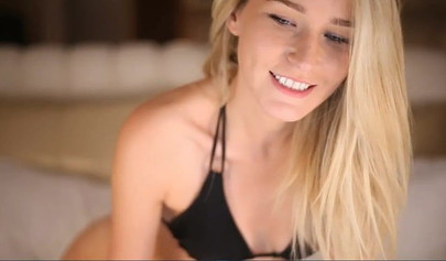 Skinny teen Kristen fingers both her holes in front of cam