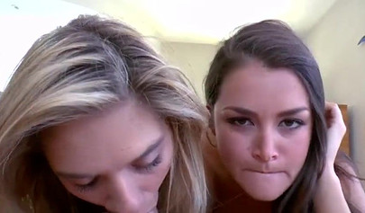 Teen beauties Allie Haze & Lia Lor worship a huge dick in POV