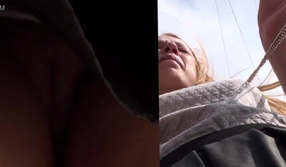 Sexy Russian teen with upskirt pussy filmed in public