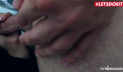 Chubby teen with big tits getting fucked hard in the bathroom