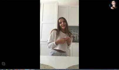 Horny teen hottie masturbating passionately in the kitchen