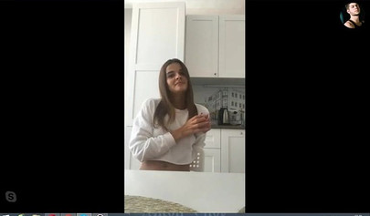 Horny teen hottie masturbating passionately in the kitchen