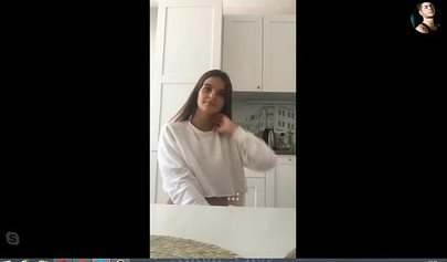 Horny teen hottie masturbating passionately in the kitchen