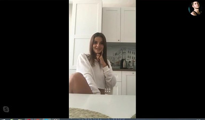 Horny teen hottie masturbating passionately in the kitchen