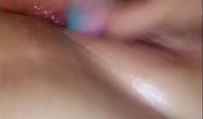 Playful teen babe fingering and toying her soaking wet pussy