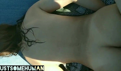 Thick teen gets bent over the balcony and fucked hard