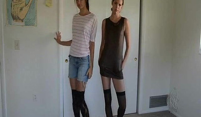 Slender teens strip off their lingerie & reveal their hairy pussies