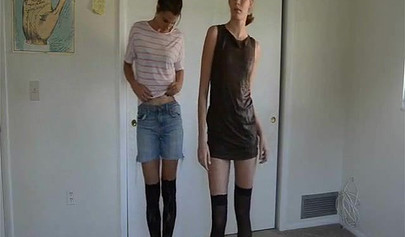 Slender teens strip off their lingerie & reveal their hairy pussies