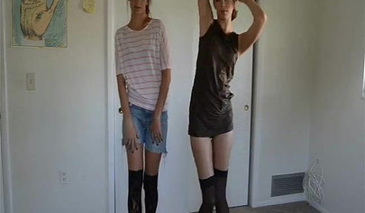 Slender teens strip off their lingerie & reveal their hairy pussies