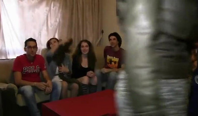 Lusty amateur teens participate and fuck in an orgy